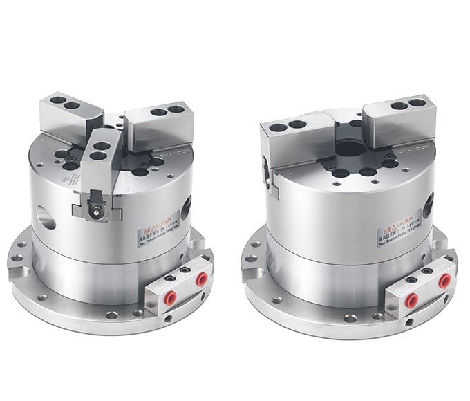 2, 3-Jaw Crank Type Long Jaw Stroke Hollow Power Chuck Fixtures