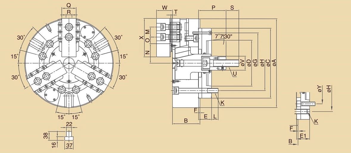 3-Jaw Solid Chuck with Anti-chips Sealed & Water-proof Flange Plate for Vertical Lathe - Image 2